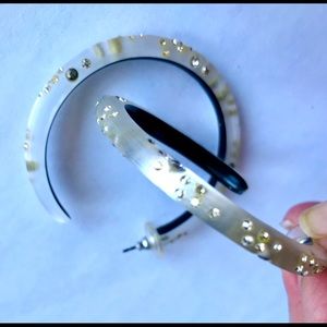 Alexis Bittar lovely white w Chrystal large hoop